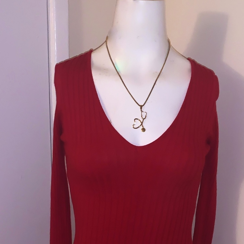 Dress, Red Dress, Long sleeve dress, Tight fit